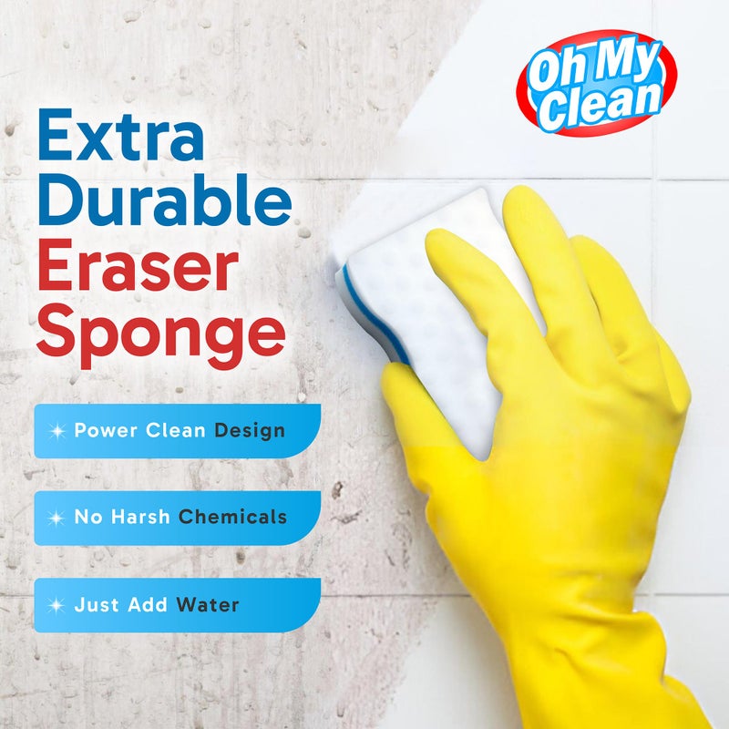 Oh My Clean (100 Pack) Extra Durable Eraser Sponge - Extra Thick, Long Lasting, Premium Melamine Sponges in Bulk - Multi-Purpose Power Scrubber - Bathroom, Kitchen, Floor, Bathtub, Toilet, Baseboard, Wall Cleaner - Image 2